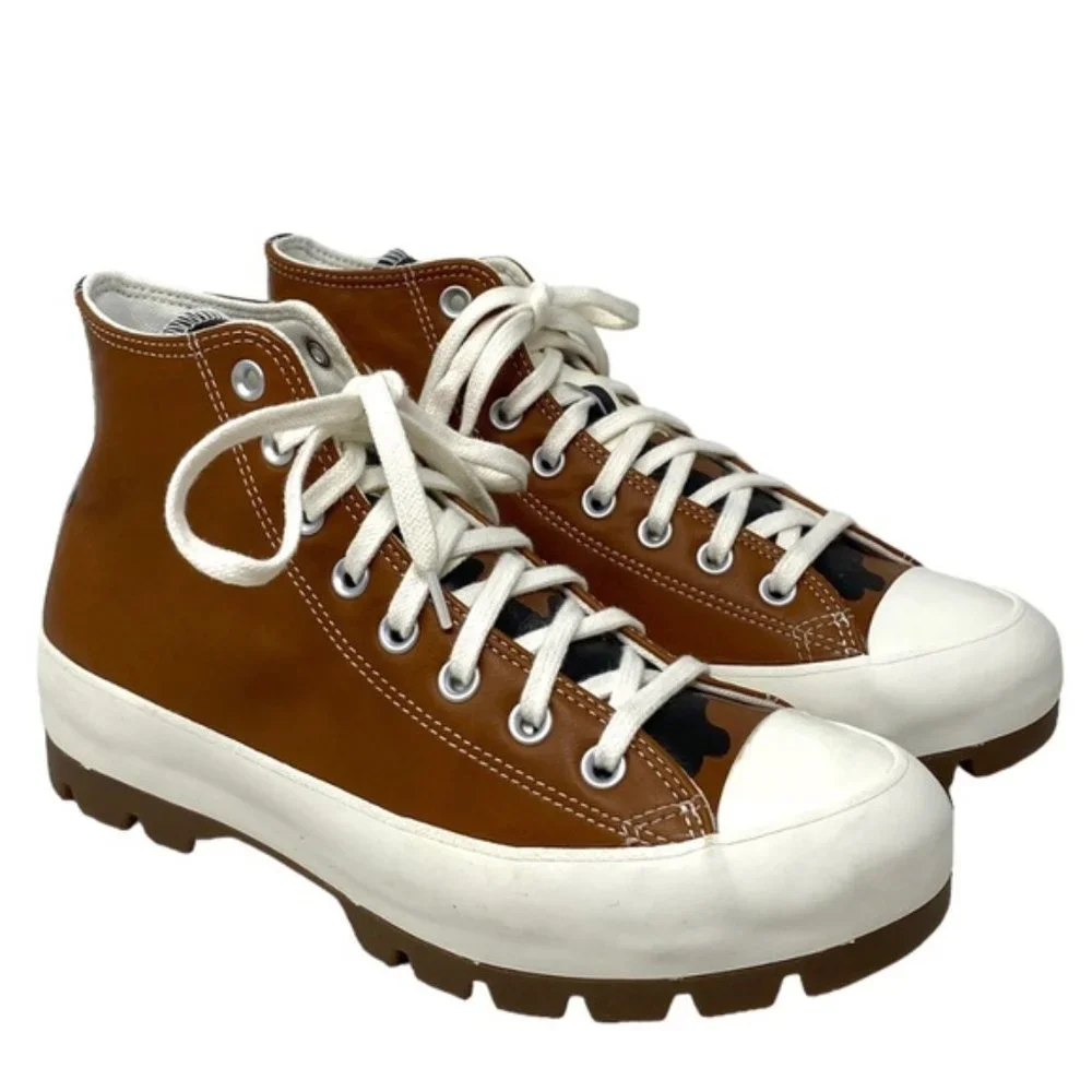 Converse Ctas Lugged Sneakers Casual For Women Brown Leather Custom A07982C-WWBC - Picture 2 of 8